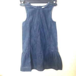 Baby Gap Girls Denim Drop Waist Ruffle Sleeveless Dress Dark Wash Size 5 Years